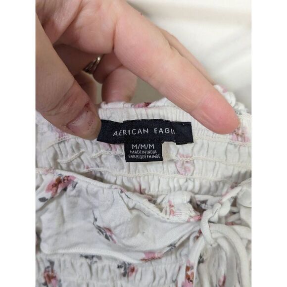 American Eagle Smocked Floral Ruffle Crop Top Cami Tank - Size M - Picture 5 of 5